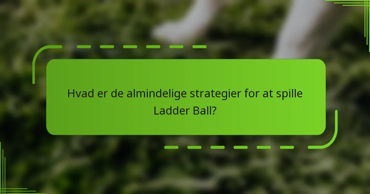 Hvad er de almindelige strategier for at spille Ladder Ball?