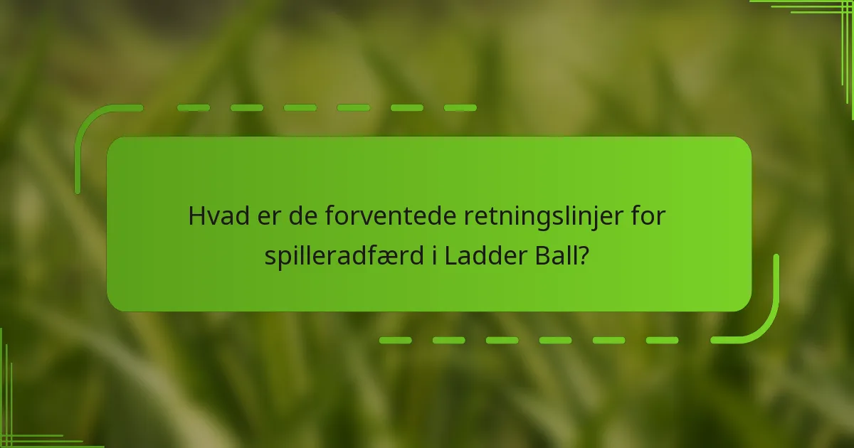 Hvad er de forventede retningslinjer for spilleradfærd i Ladder Ball?