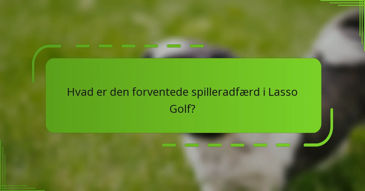 Hvad er den forventede spilleradfærd i Lasso Golf?