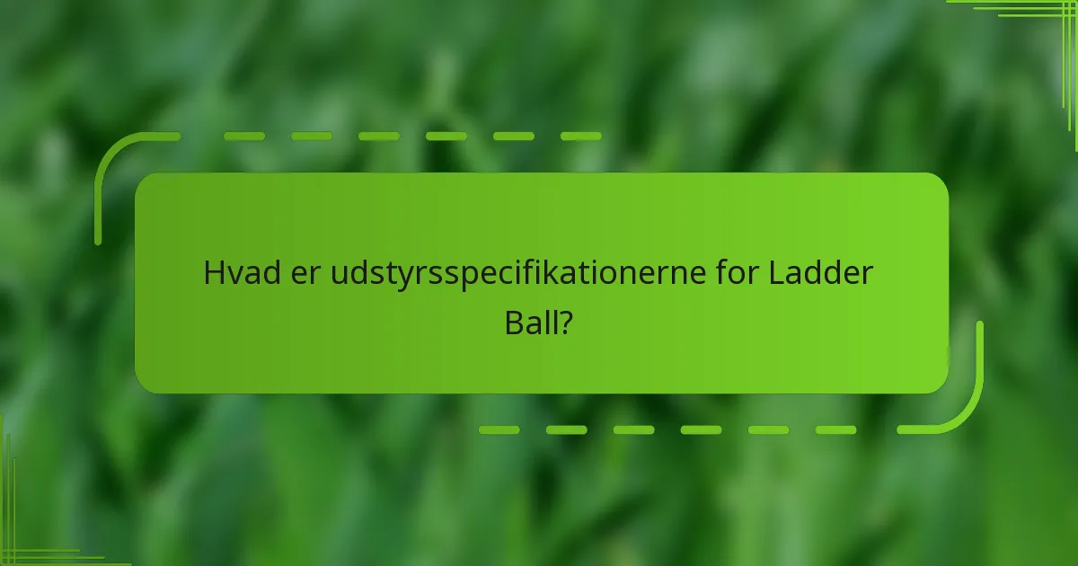 Hvad er udstyrsspecifikationerne for Ladder Ball?
